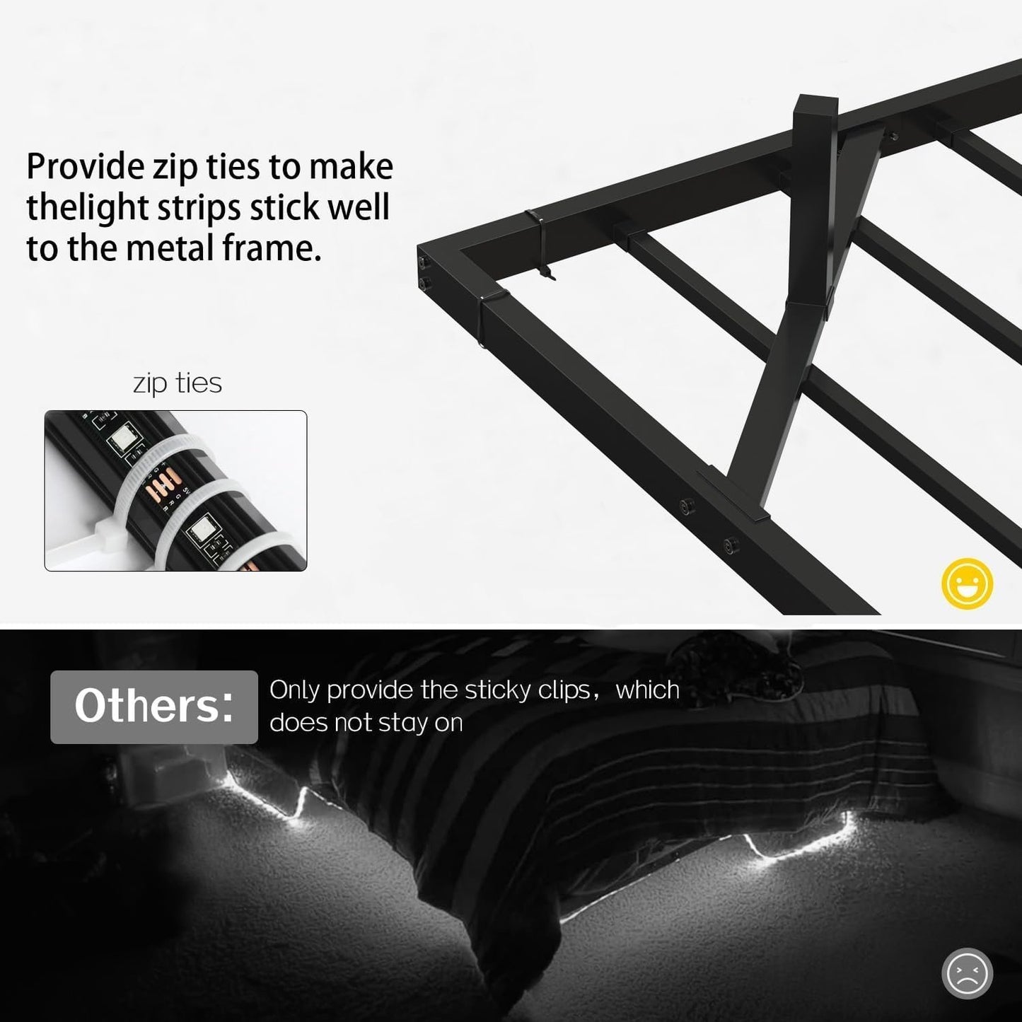 SANGMUCEN Floating Full Bed Frame with LED Lights & USB Charging Station, Metal Platform Bed Frame Full Size, No Box Spring Needed, Steel Slat Support, Anti-Noise Foam Stickers, Easy to Assemble
