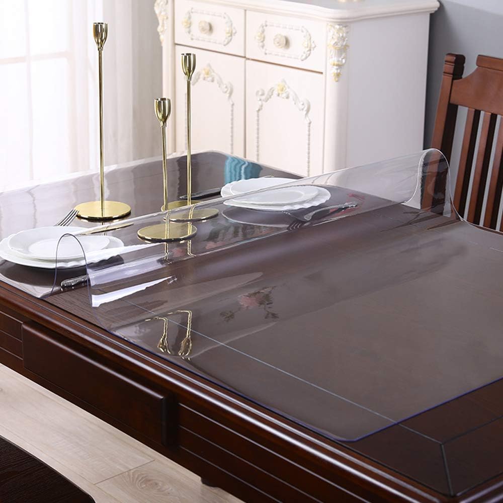 Round Clear Plastic Tablecloth Table Protector Furniture Circle Cover Vinyl Waterproof Wipeable PVC Water Heat Resistant for Dining Table Top Cover Glass Desk Mats Pad 42 Inch Diameter 1.5mm Thick