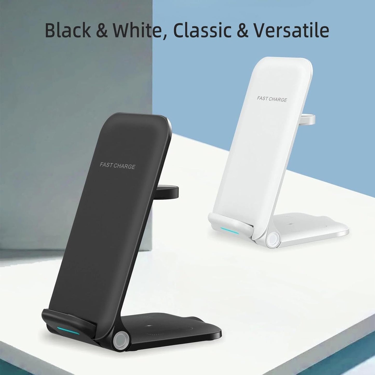 HOVNIER 15W 3 in 1 Wireless Charger Stand, Foldable Fast Charging Station for Apple Watch Ultra 2/Ultra/10/9/8/7/6, for iPhone 16/15/14/13 /Plus/Pro/Pro Max/12, AirPods 3/2/1/Pro/Pro 2 (3 in 1 White)