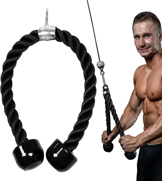 Taeku Tricep Rope – Heavy Duty Nylon Cable Attachment with Long Handle & Carabiner for Triceps Pushdown Home Gym Workouts