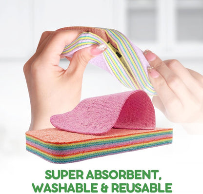 Washing up Sponge Multi Purpose household essentials Machine Washable Kitchen Cleaning Products. 12 layers Super Absorbent & Durable microfibre cloth. For Window Countertop Car Dish sink & Bathroom. L