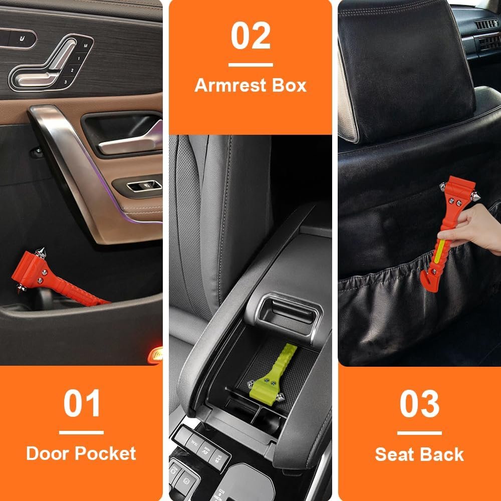 10 PCS Car Safety Hammer Emergency Escape Tool Auto Car Window Glass Hammer Breaker and Seat Belt Cutter Escape 2-in-1 for Family Rescue & Auto Emergency Escape Tools