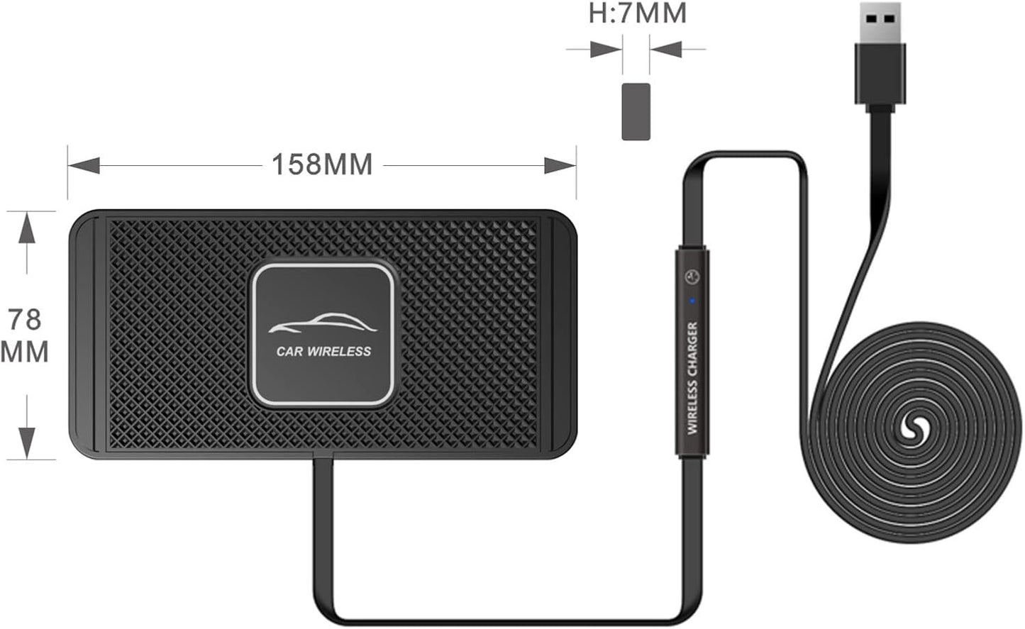 Car Wireless Charger Pad, Non-Slip Car Phone Charger, QI Wireless Fast Charging Charger Mat, Portable Wireless Charging Pad