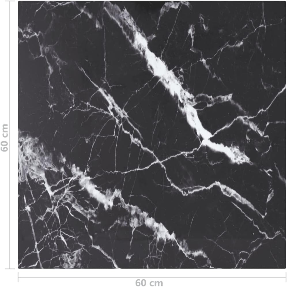 Black Marble Design Tempered Glass Tabletop 60 x 60 cm – Ideal for Dining Tavoli, Coffee Tavoli, Garden Tables – Safe, Durevole, Elegant Furniture Upgrade