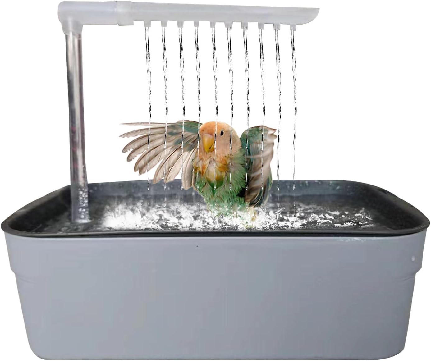 Parrot Bathtub, Automatic Bird Shower Station, Usb Powered Pet Bath Tub with Fountain Spray, Interactive Cage Bathing Toy for Small Medium Breeds, for Aviary, Garden, Outdoors