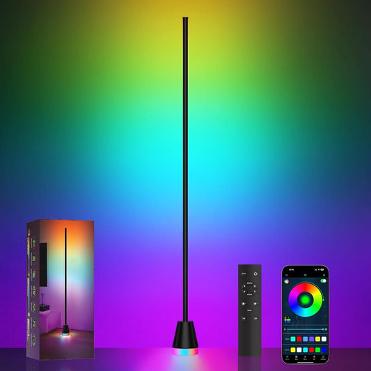 KPEPIX Smart RGB Corner Floor Lamp - LED Corner Lamp with App and Remote Control, 16 Million Colors RGB Floor Light with Music Sync - Ambient Lighting for Bedroom, Living Room