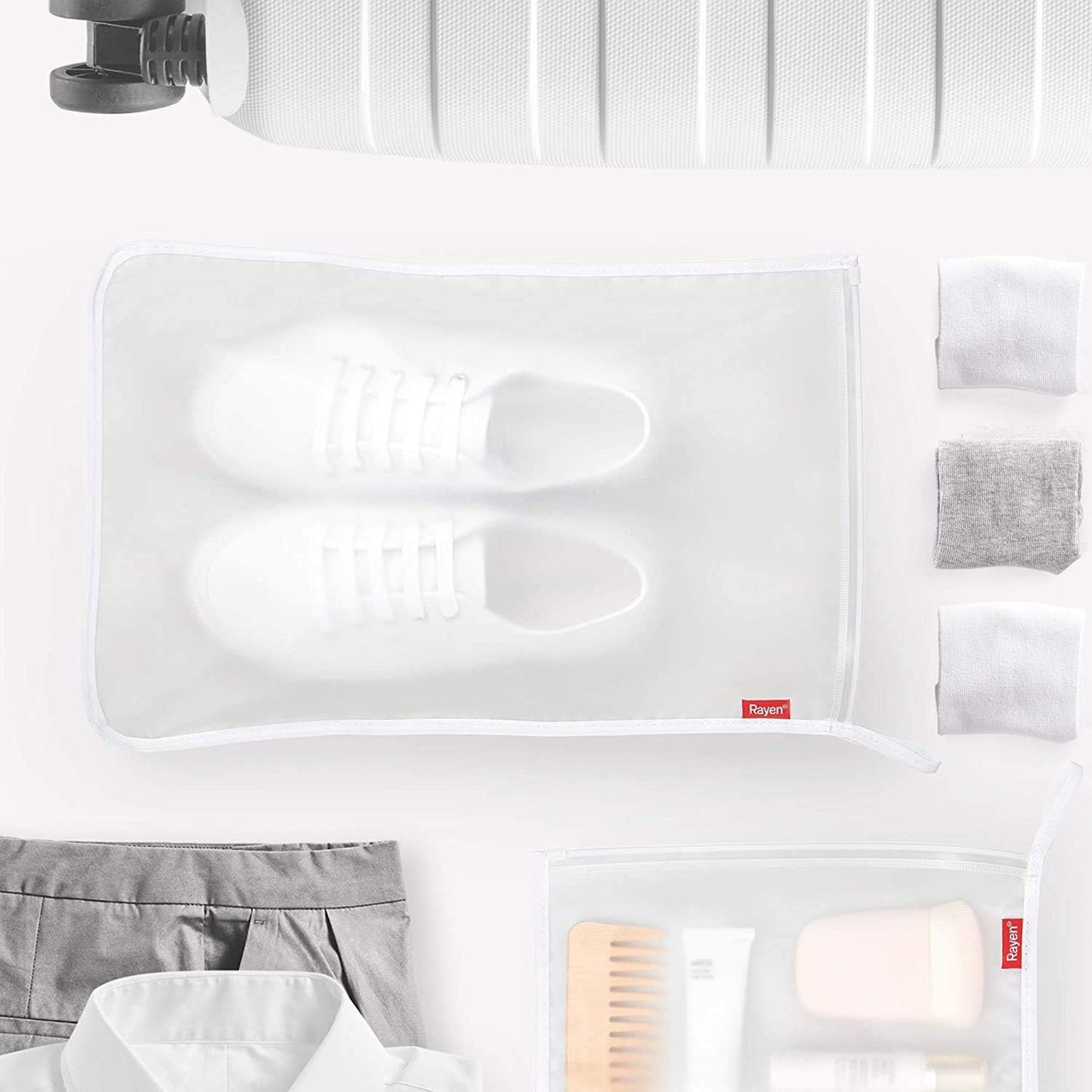 Rayen Bags for Shoes and Accessories | Pack of 2 | Zip Closure | Waterproof | Special Travel | 41 x 28 cm, Translucent, 41 x 28 cm 2 U, Translucent, Rayen | Shoe & Accessory Bags | 2 Pack | Zip