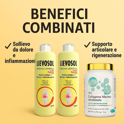 Marine Collagen with Hyaluronic Acid and Arnica Cream - Anti-Aging and Soothing Treatment with Lievosol and CL-38 - Deep Hydration, Skin Elasticity, Muscle and Joint Relief - 200ml