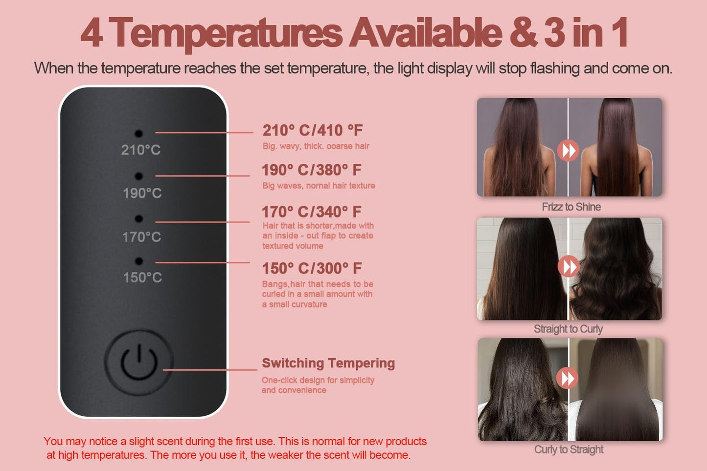 Cordless Hair Curling Iron Brush, Mini Travel Hot Straightener Comb, 3-in-1 Portable Wave Curling Wand, 1.5″ Ionic Heated Brush, USB Rechargeable Hair Curler, Black