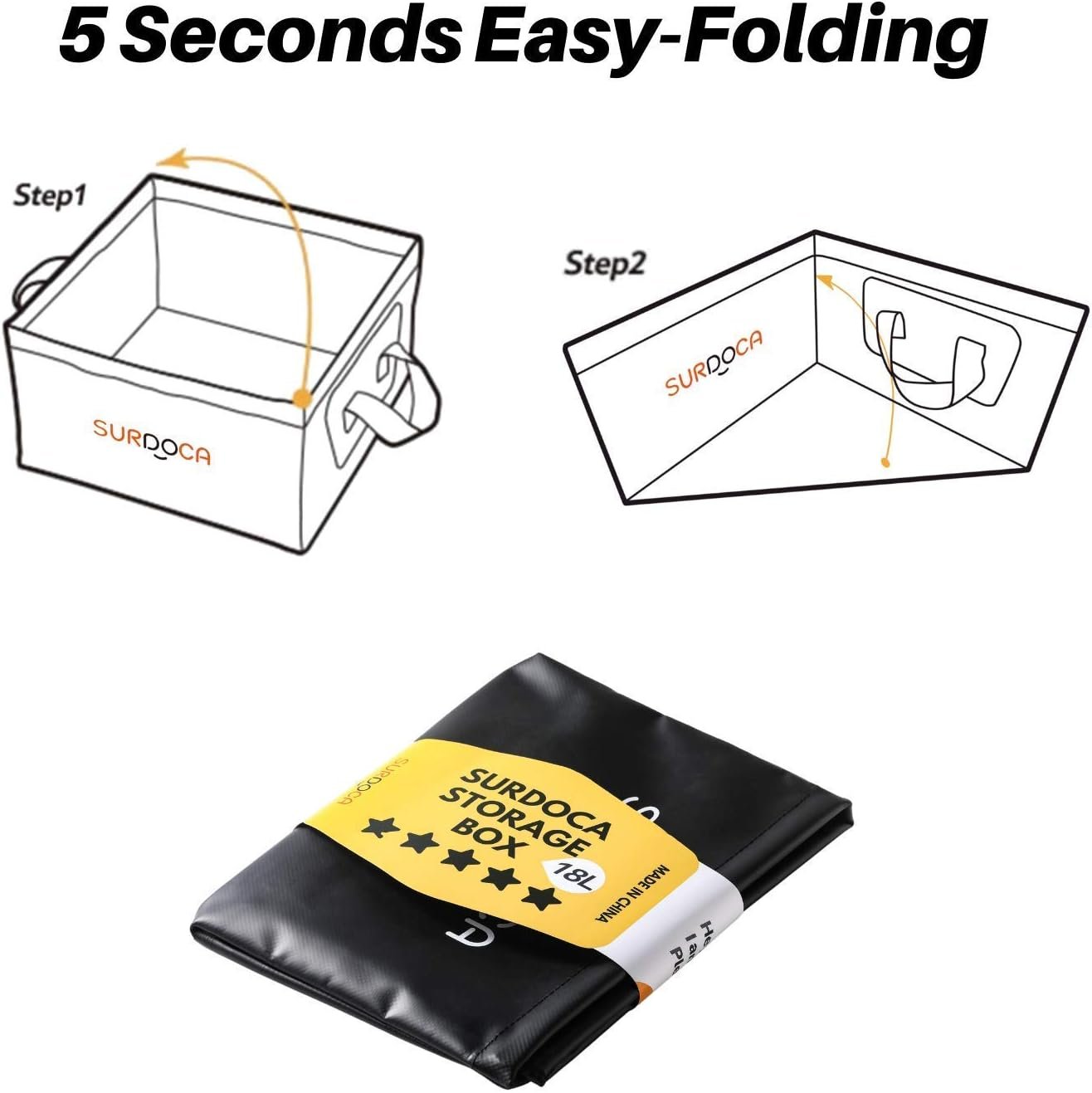 SURDOCA Car Trunk Organizer, Vehicle Back Seat Grocery Storage Box, Collapsible Auto Boot Accessories Organizers with 100% Waterproof PVC Material, Non Slip Bottom for Camping, Travel, Picnic