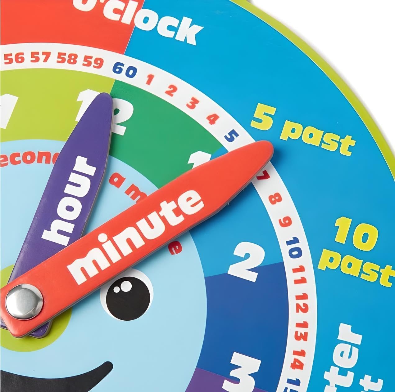 Morgan's Direct Early Learning Education Clock Moveable Hands Smiley Face Magnetic. - Easy to use and to Learn for Young Children as Well as Durable and Portable.