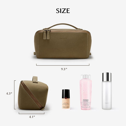 EACHY Makeup Bag, Large Capacity Cosmetic Bags for Women, Portable 180° Wide-Open Flat Toiletry Bag Travel Makeup Bag with DPremium Suede Makeup Bag with 180° Wide-Open Flat Designivider and Handle