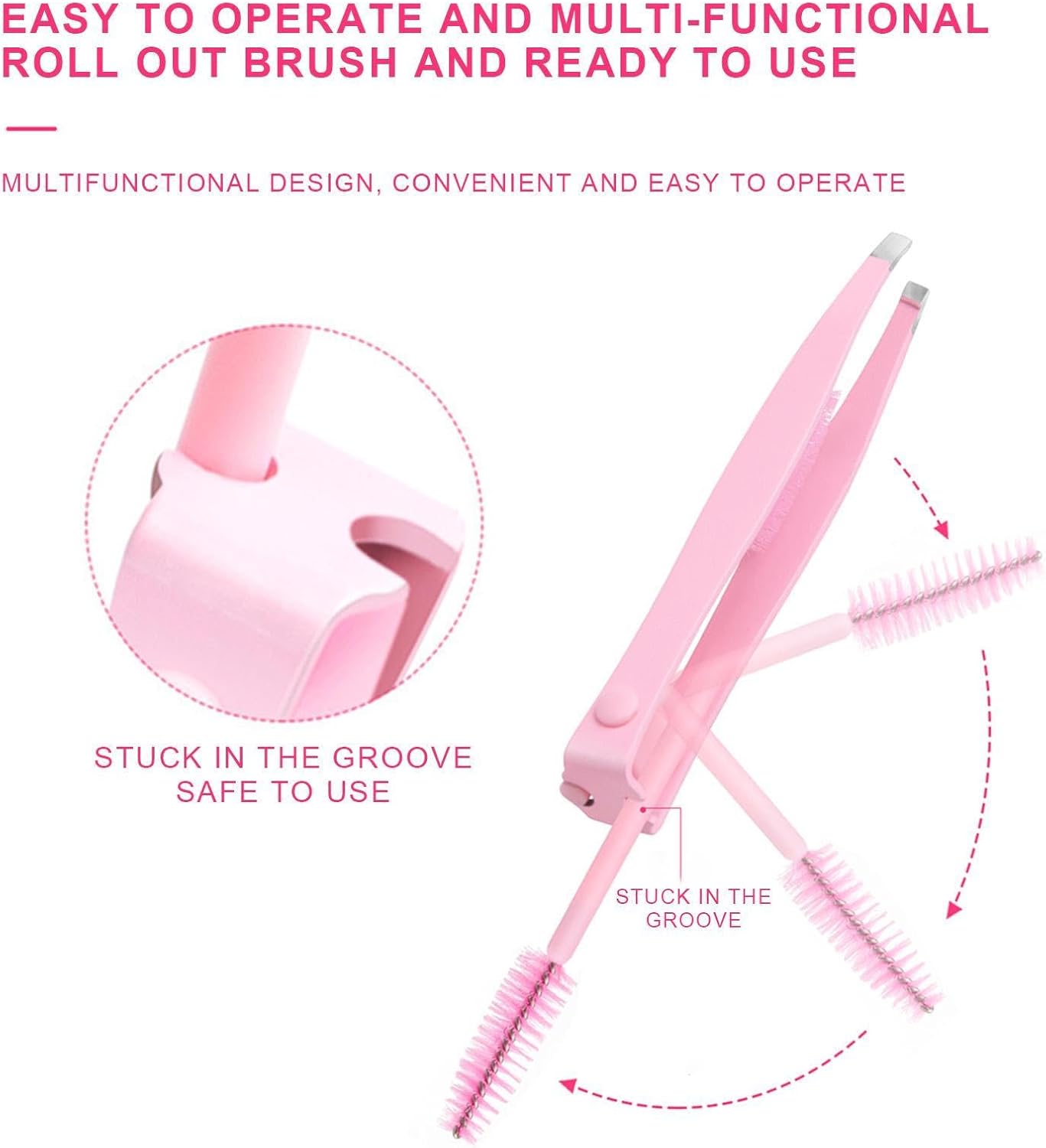 Eyebrow Plucker Tweezers, Hair Removal Tweezers, 2 in 1 Stainless Steel Eyebrow Trimming Tool with Brush, Reusable Hair Arrow Tool, False Eyelash Applicator, Care Tool for Men