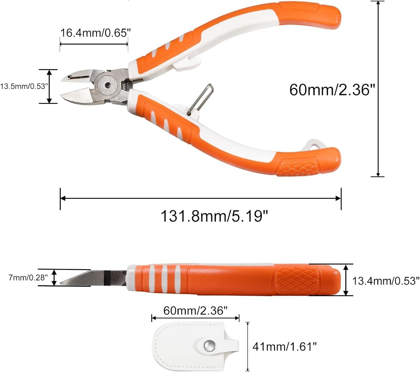 SPEEDWOX Precision Diagonal Cutting Pliers 5 Inches Wire Flush Cutters Ultra Sharp Electronics Pliers Model Sprue Wire Clippers Side Cutting Nippers with Safety Lock and Protective Holster CR-V Steel
