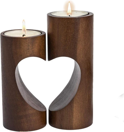 ChasBete Heart Shaped Table Candle Holder, Modern Wooden Ornaments Set, Centerpiece for Home Decorations – Bruno