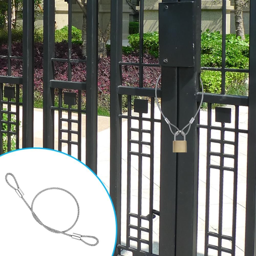 5 pcs 31cm Anti-Theft Security Cable, Travel,Cable Lock,15mm Flexible Braided Steel Safety Wire Rope with Double Loop