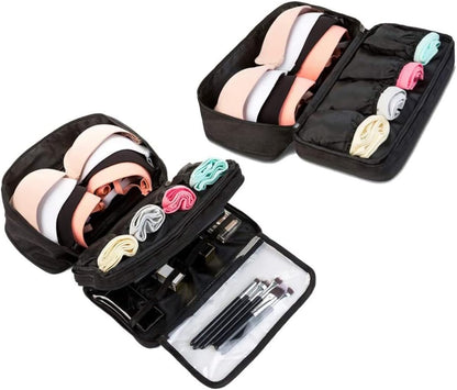 Travel Underwear Organizer, Travel Bra Organizer Bag, Used for Underwear Compartment Box, Bras, Socks, Handkerchiefs and Ties (Black)