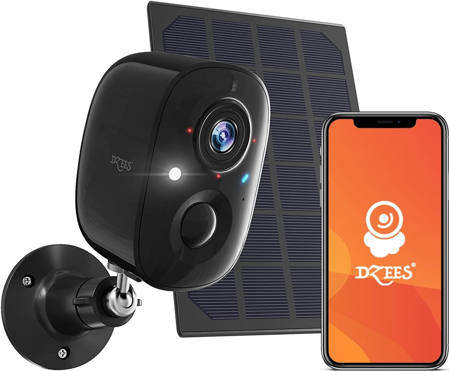 Dzees Upgrade Solar Camera Security Outdoor Wireless, Wireless Outdoor Security Cameras with Solar Panel, 1080P Color Night Vision, Spotlight/Alarm, AI Detection, 2-Way Talk, IP66 Waterproof