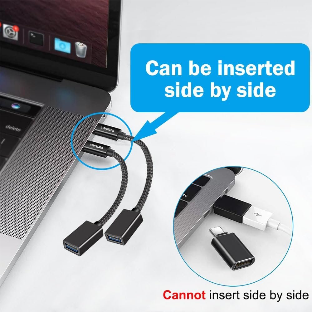 TEKERA USB A to USB C Adapter (2 Pack), 10Gbps USB 3.2 Gen 2 USB C to USB OTG Adapter, USBC to USB Male to Female Converter Compatible with iPhone 16&15 Pro/Max/Plus MacBook Pro/Air Samsung Pixel