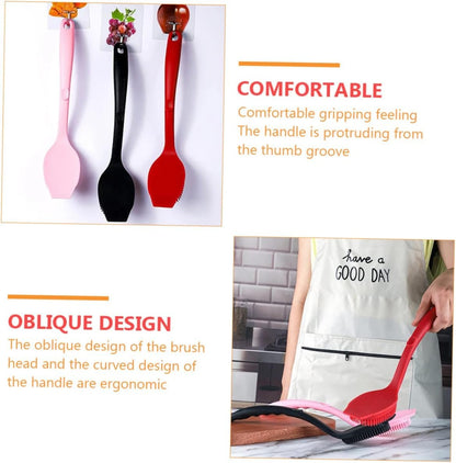HEATSHAKING Long Handle Kitchen Cleaning Brush Durable Pot Scrubber for Heavy Duty Dish Washing Comfortable