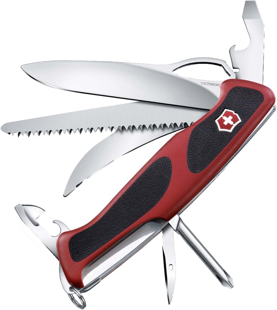 Victorinox Swiss Army 7 Functions Multi-tool Pocketknife, Stainless Steel Handle, Red/Black