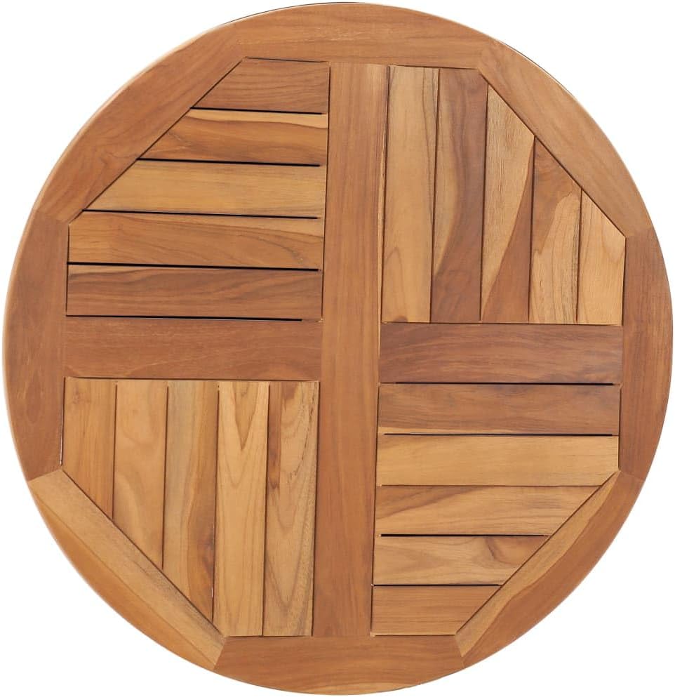 vidaXL Solid Teak Wood Table Top Home Furniture Replacement Cake Board Dining Room Kitchen Dinner Garden Coffee Side Tabletop Round 2.5cm 70cm