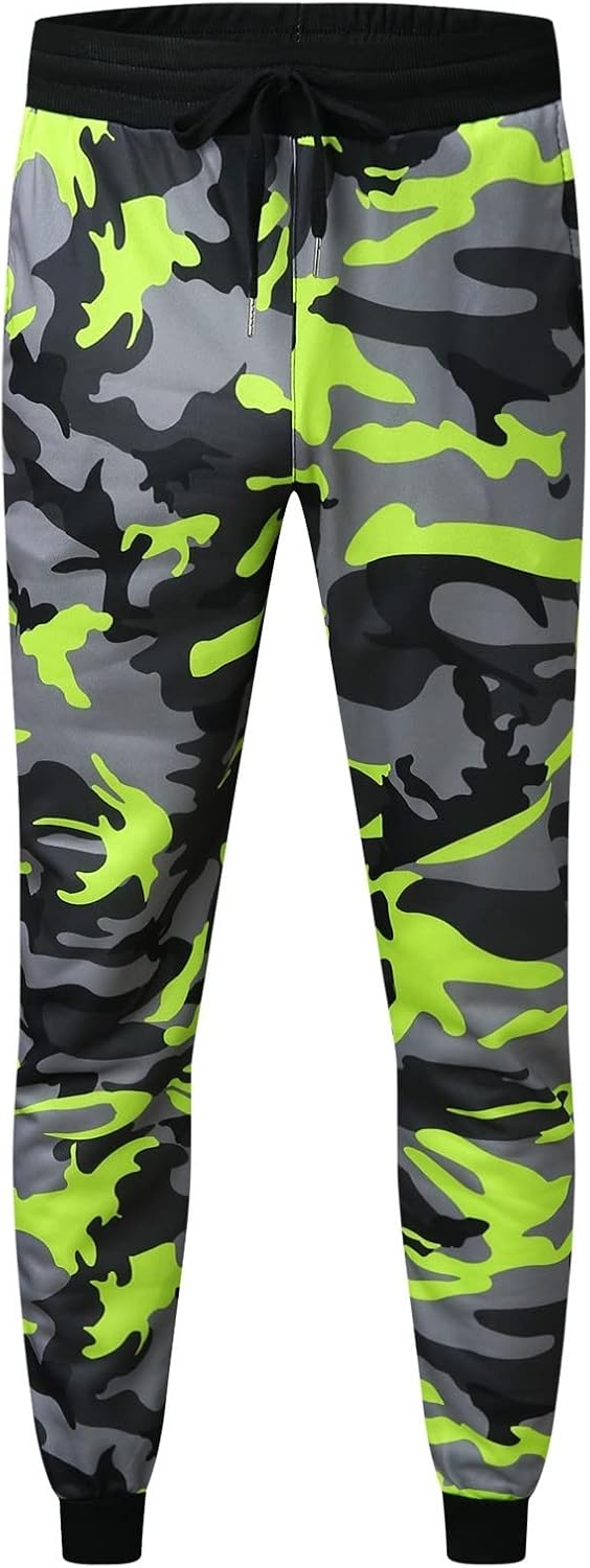Tech Pant Fitness Casual Shot Men's Sports Camouflage Jogging Print Trousers Men's Running Pants, Yellow, XL, yellow, XL