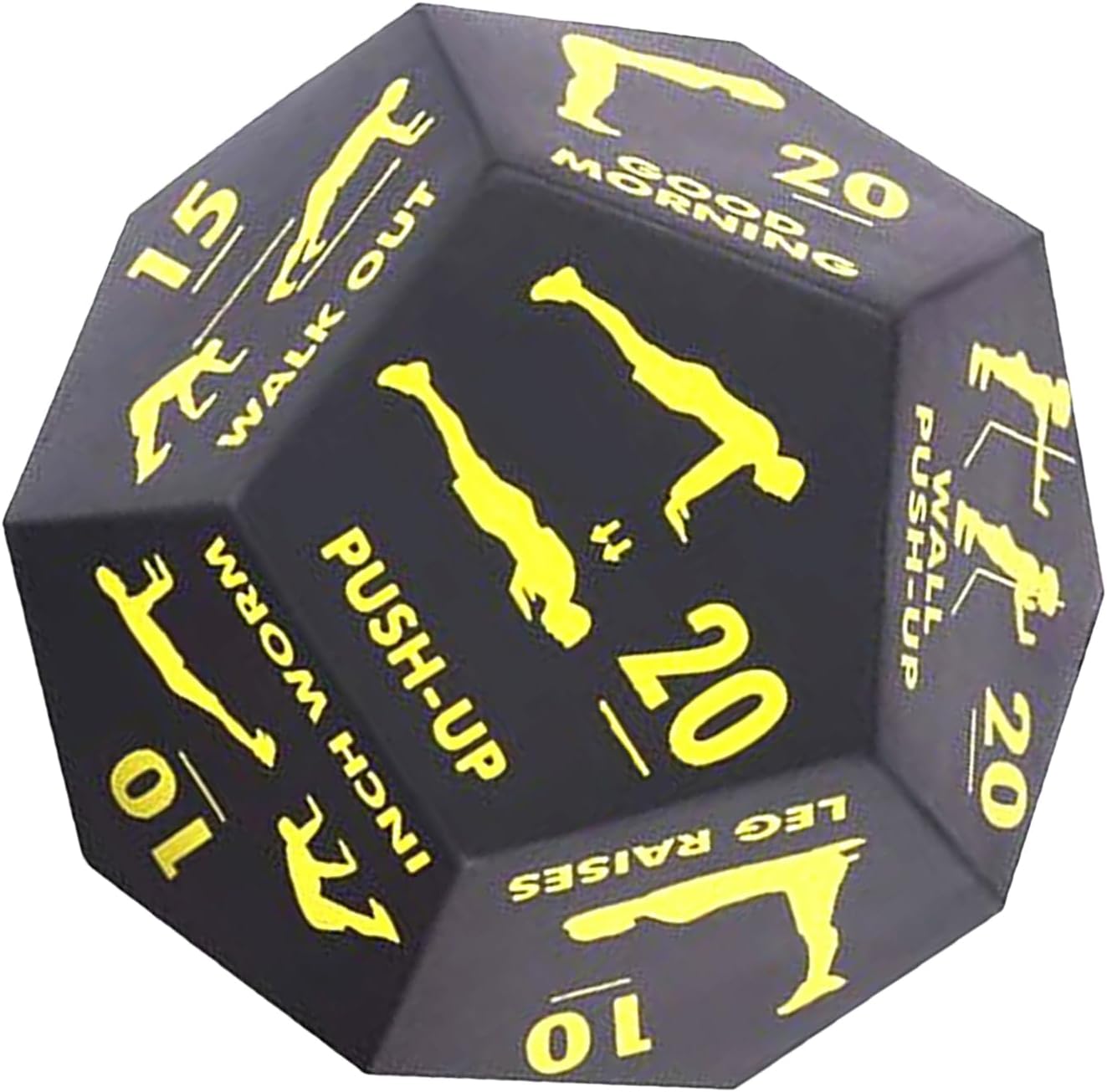 Fitness Dice, 12-Sided Exercise Game Tool, Strength Training Equipment, 4.72x3.94x3.94 Inches, Random Workout Challenge, Portable Fitness Gear, Home Gym Outdoor Travel Use