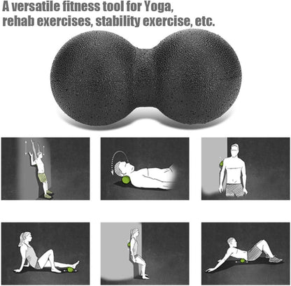 Foam Roller Ball Muscle Massage Tool Set, Yoga Fitness Rehab Exercise, Stress Relief Point Release, Eases Soreness Faster Recovery for All Body Types, Versatile (16x 8cm double
