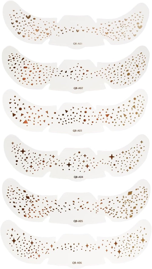 6 Pcs Glittery Tattoos Freckles Gold Foil Glitter Freckles Makeup Speckles Temporary Waterproof Face Tattoos Accessories for Party and Special Occasions