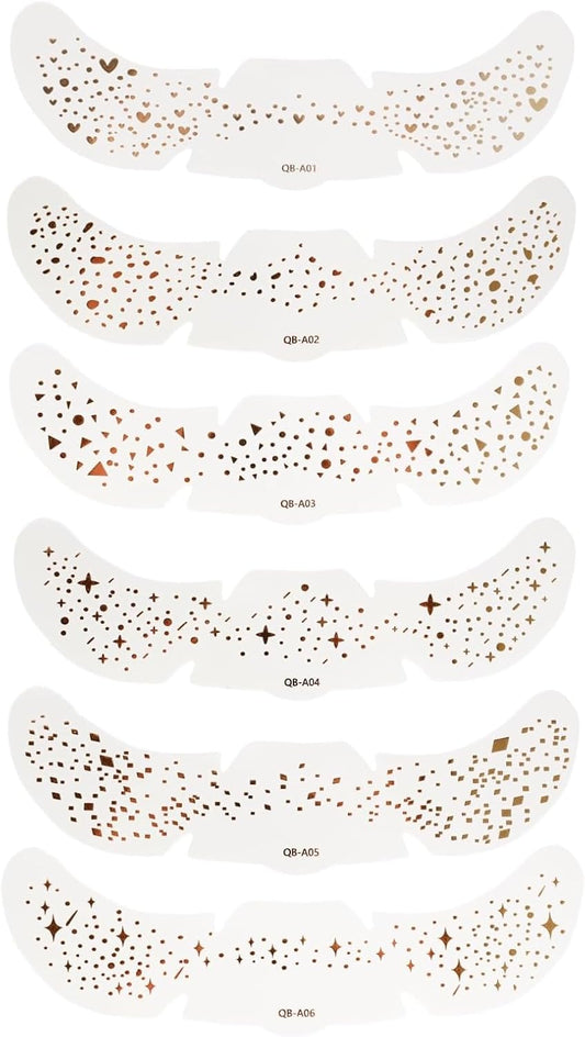 6 Pcs Glittery Tattoos Freckles Gold Foil Glitter Freckles Makeup Speckles Temporary Waterproof Face Tattoos Accessories for Party and Special Occasions