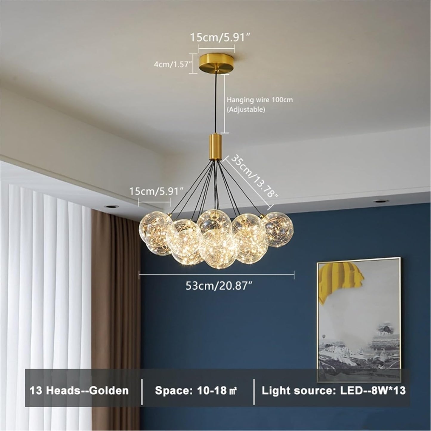 Clear Glass Bubble Ball Chandelier Modern Restaurant Indoor Starlight Kitchen Bedroom Foyer Hanglamp Romantic Star Lighting