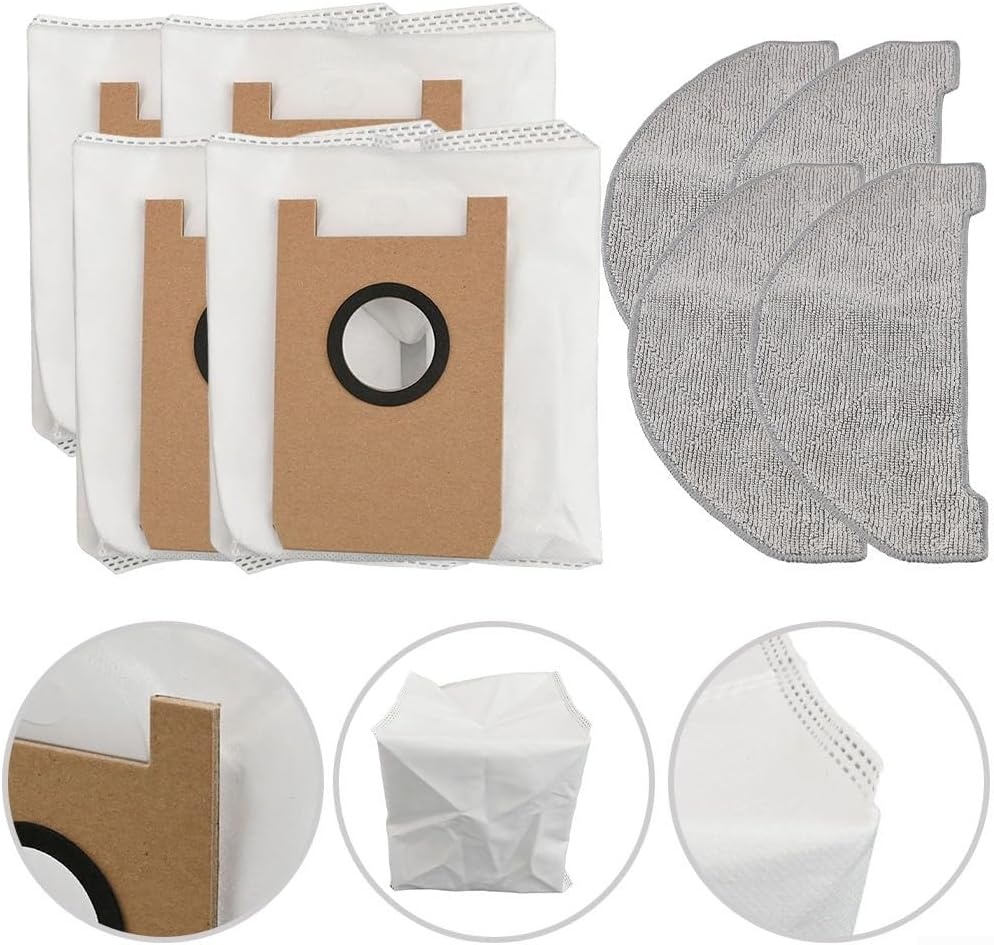 Cleaning Essentials - Confezione da 4 panni per mocio e 4 sacchetti per la polvere, progettati per aspirapolvere Ultenic e T10 Lite