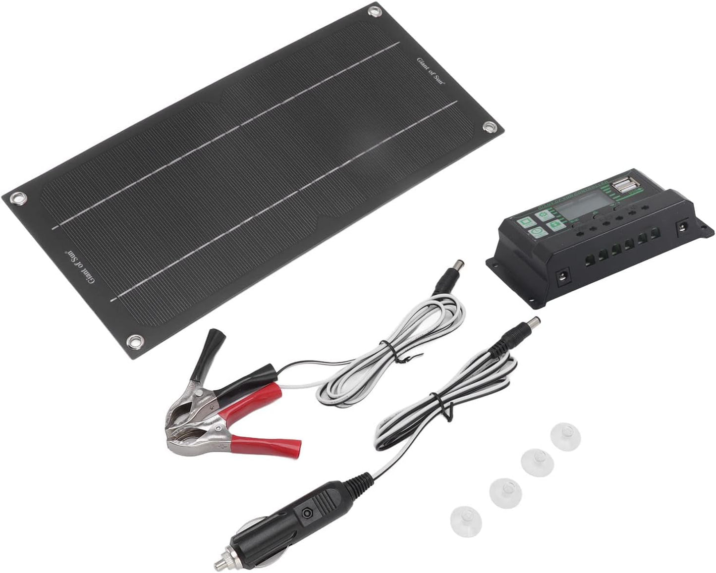 gernie 600W 18V Solar Panel Kit Battery Charger, Solar Panel Starter Kit with 100A Charge Controller, Crocodile Clip & Suction Cup, for RV Marine Boat Off Grid System