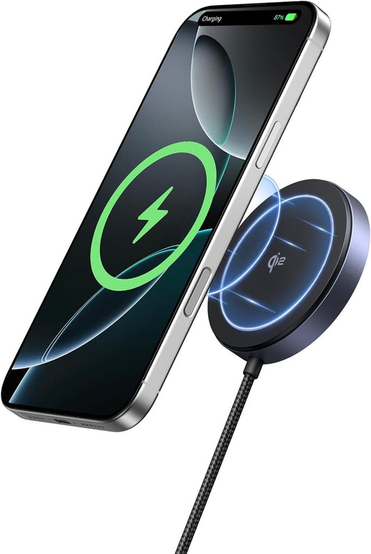 UGREEN MagFlow Qi2 15W Wireless Charging Pad, Wireless Charger MagSafe Compatible, Magsafe Charger with 1.5 m Cable, for iPhone 16/15/14/13/12 and AirPods