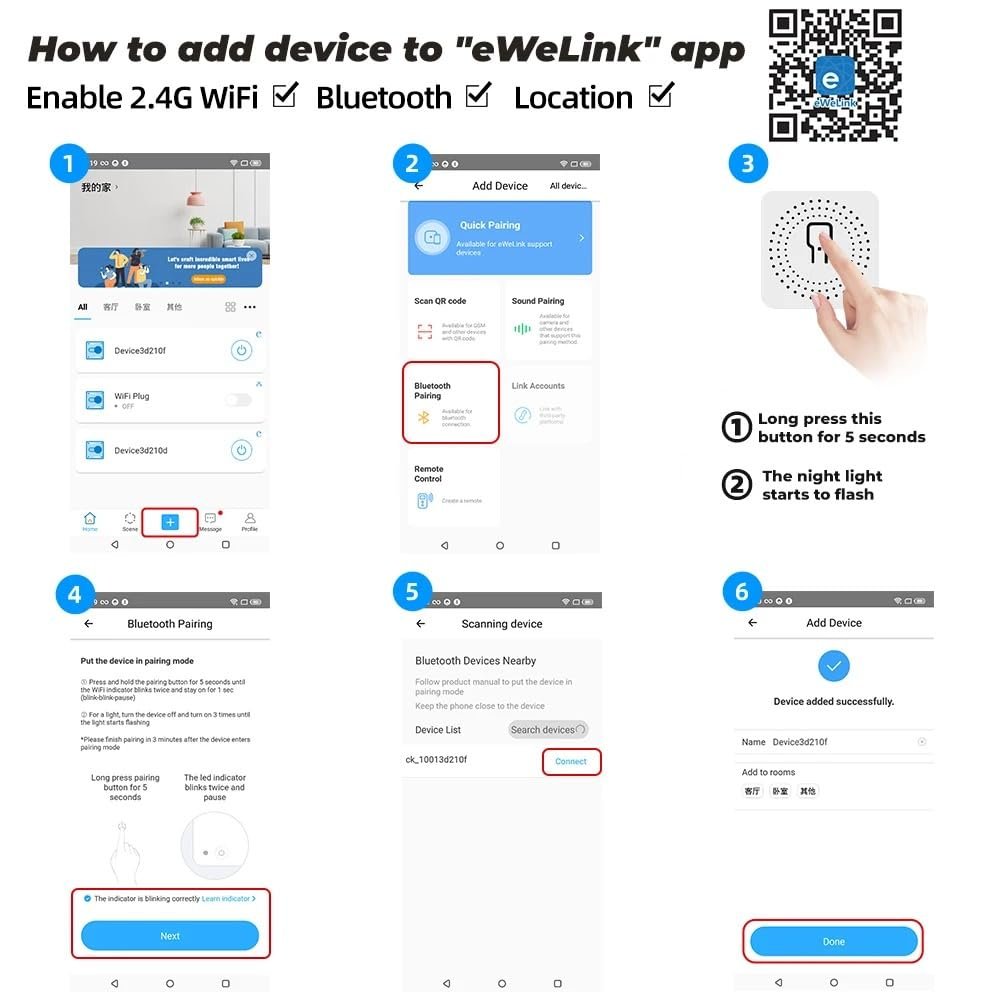 MHCOZY 1 Channel 5-32V eWelink app WiFi Bluetooth Smart Dry Contact Relay Switch Module,Phone app Remote Garage Gate Door,Work with Alexa Assistant
