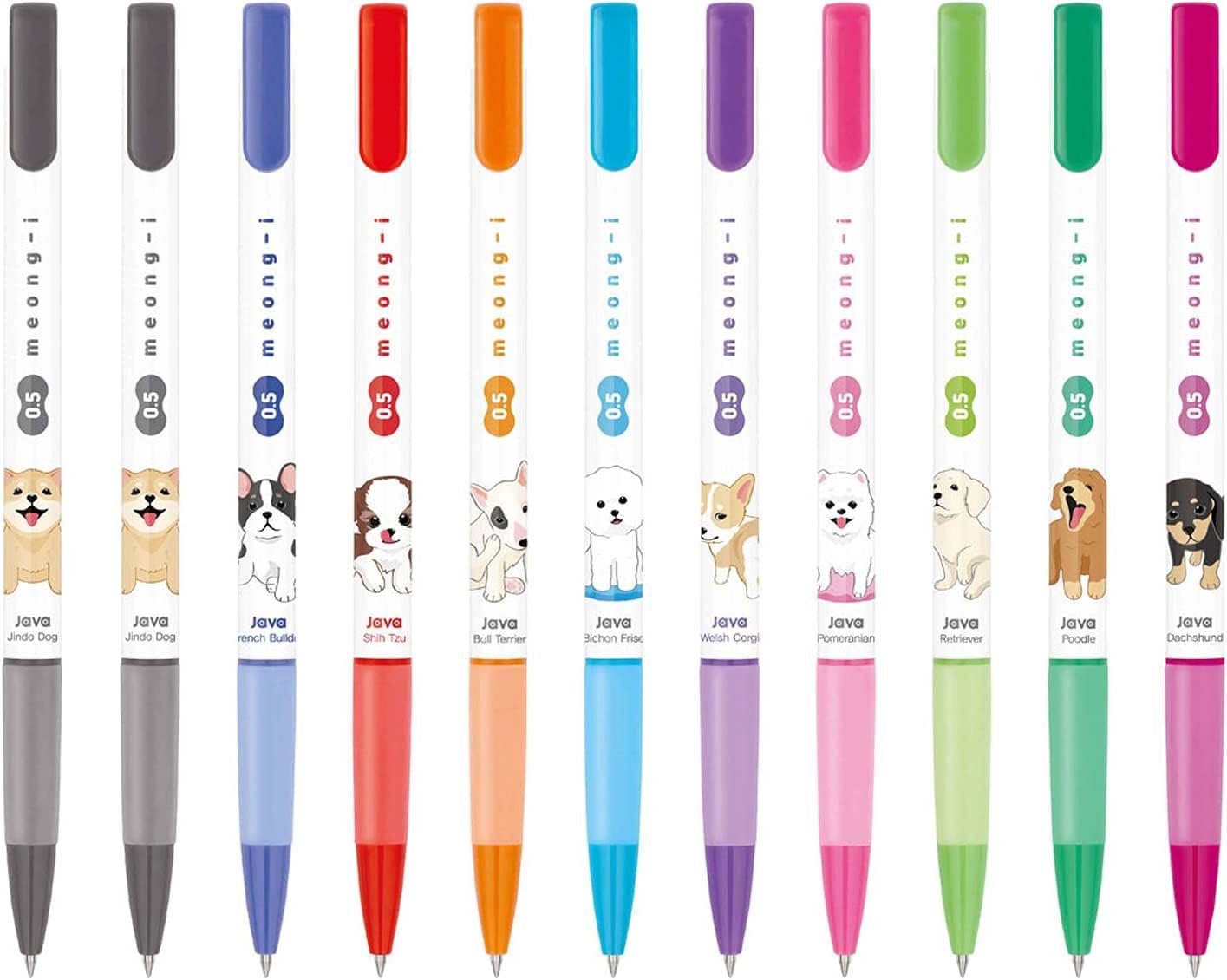 Gel Pens Office School Supplies - Dog 0.5mm Gel Ink Rollerball Ballpoint Pen Korea Kawaii Stationery Non-Smudge, Quick-Drying Writing, Pack of 11