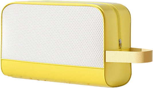 Waterproof Storage Beach Gym Bag - Gym Toiletry Bag - Mesh Shower | Workout Toiletry | Zippered Hygiene | Lightweight Toiletry Kit | Toiletry with Hook, Straw Yellow, Refer to description, Unisex