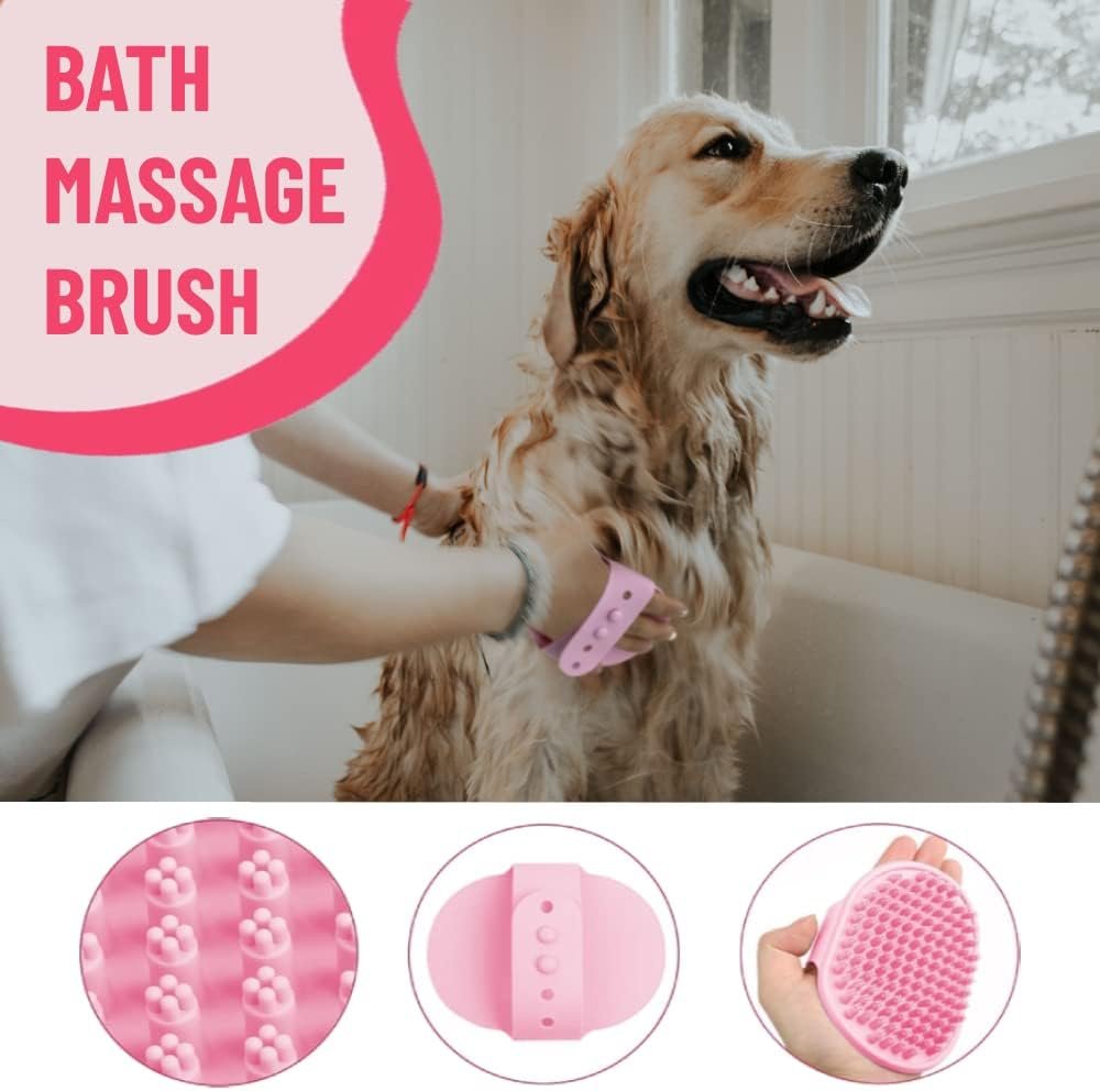 Dog Grooming Brush Shedding Kit - Dog Brush for Long Haired Dogs Short Haired Dogs, Dematting Comb for Dogs, Cat Hair Brush, Shedding and Flea Comb Kit Pink