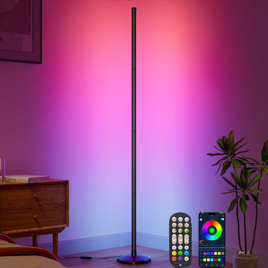 Uocub Corner Floor Lamp: Smart RGB LED Corner Lamp with App/Remote/Button Control,16 Million Colors & 68+ Scene, Music Sync, Timer Setting - Ideal for Living Rooms, Bedrooms, and Gaming Rooms