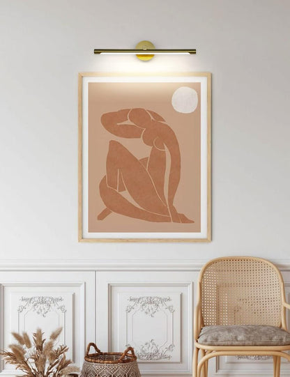 JUSHENG LED Picture Light for Paintings Gold Hard-Wired Connection Gallery Lighting Fixtures Dimmable Modern LED Picture Lights Artwork Display Lighting 24.21'' Inch 12W 3000K Warm White