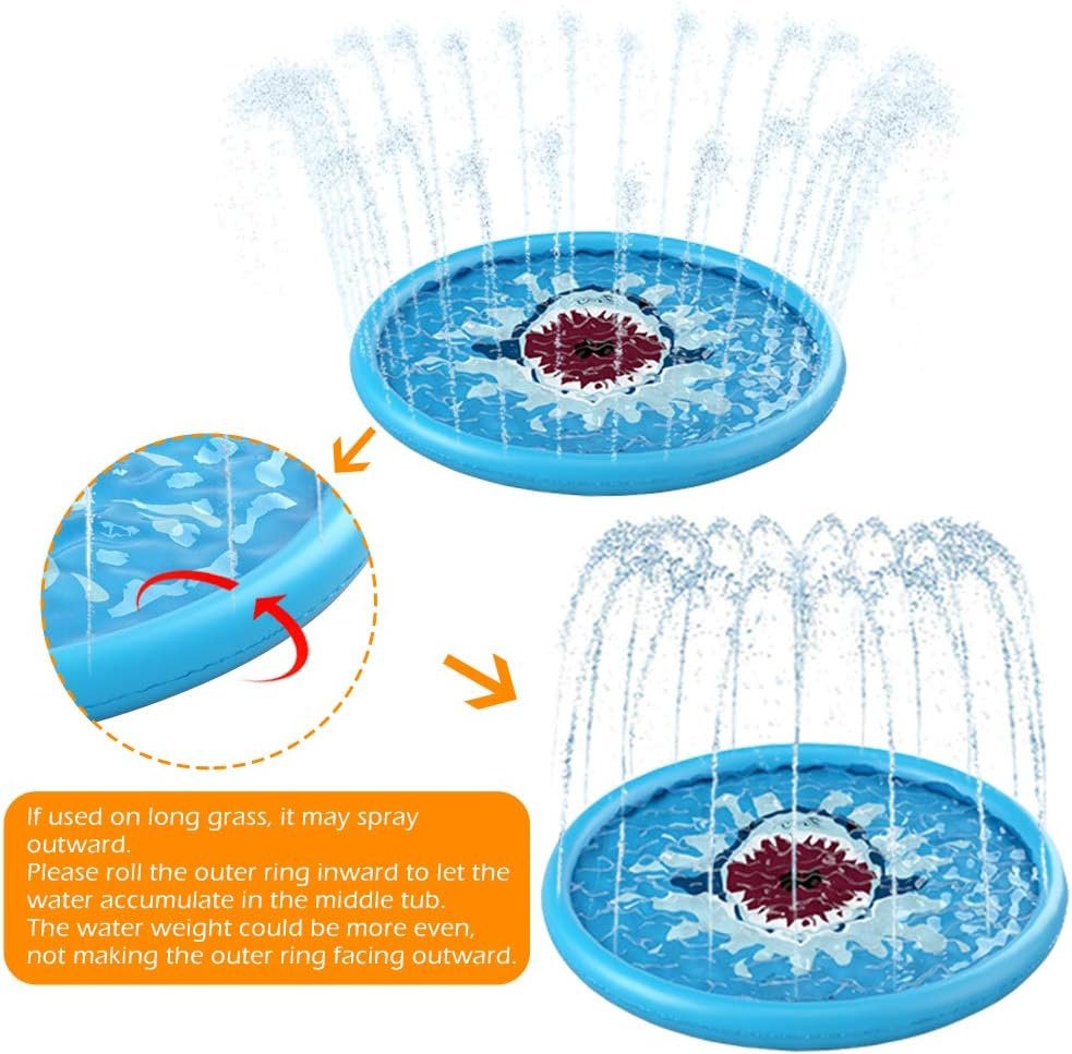 Jasonwell Splash Pad Sprinkler for Kids 68" Splash Play Mat Outdoor Water Toys Inflatable Splash Pad Baby Toddler Pool Boys Girls Children Outside Backyard Dog Sprinkler Pool for Age 1 2 3 4 5 6 7 8 9