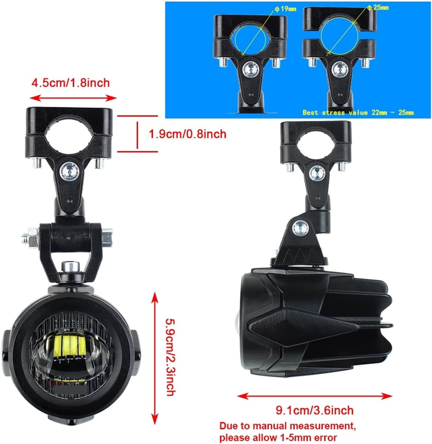 KNGFWBSW Auxiliary Lights Motorcycle Fog Light Upgrade Brighter Lamp 40W 6000K Compatible with M/W R1200GS F800GS F700GS F650 K1600(Light Cover)