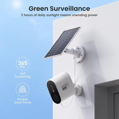 AOSU Solar Security Cameras Wireless Outdoor, 2K QHD Home Security System, 4-Cam Kit with 166° Ultra-Wide View, Cam-to-Cam Sync, 32GB Homebase Local Storage, Color Night Vision, No Monthly Fee