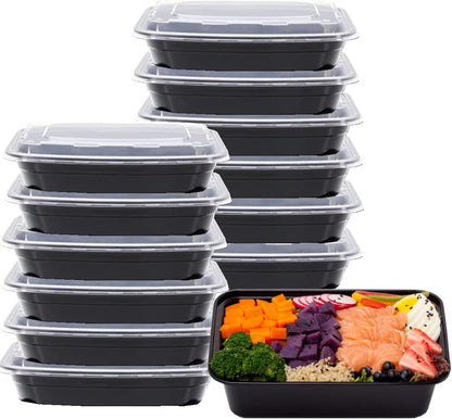 15 Pack 32 oz Plastic Meal Prep Containers with Lids, Leakproof Rectangular Food Storage Container Box for Restaurant, Kitchen, Takeout Food Service Disposables, Freezer/Microwave/Dishwasher Safe