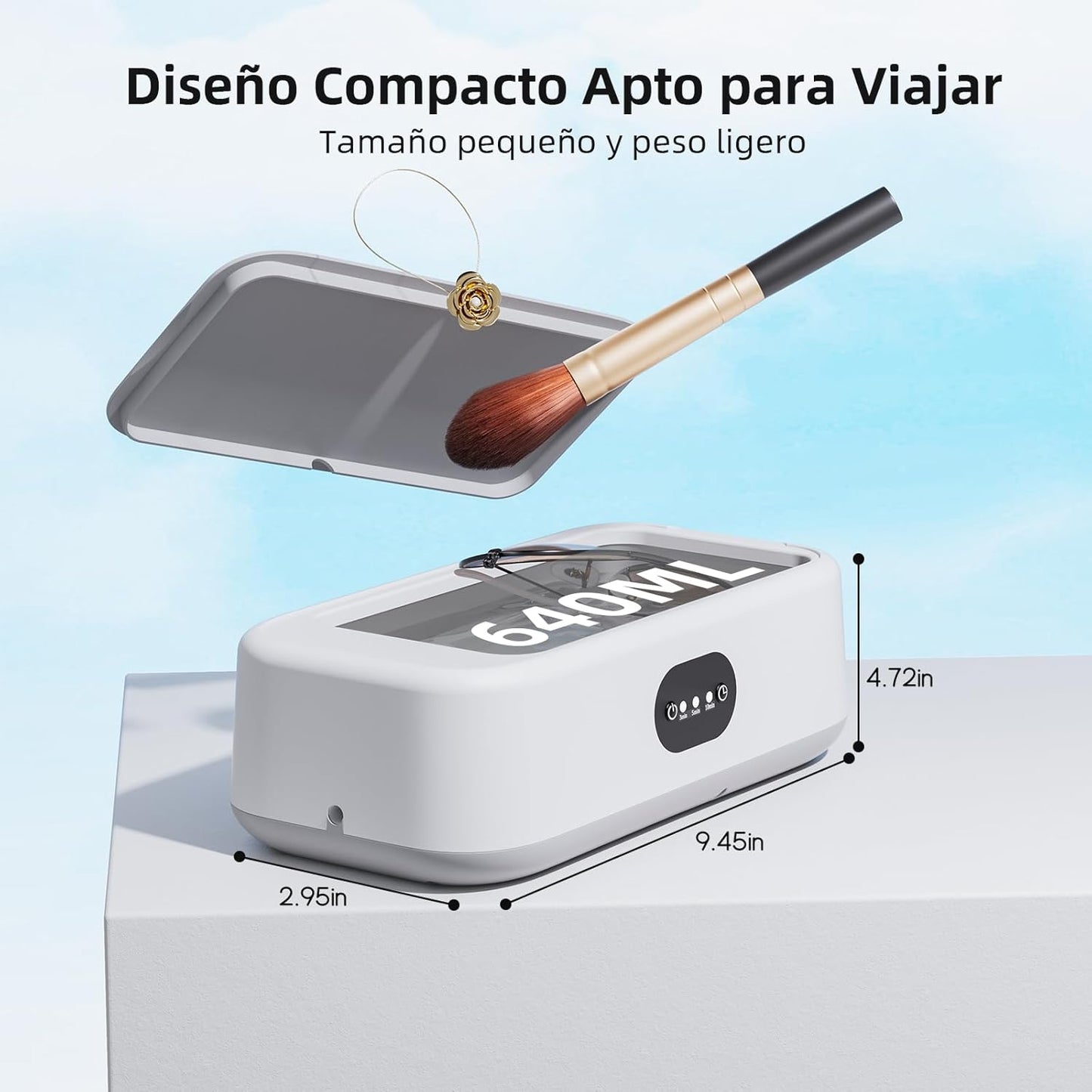 Olubfdh Ultrasonic Cleaner 640ml, 49000Hz Ultrasonic Washing Machine with 3 Time Modes, Ultrasonic Cleaning for Jewellery, Glasses, Watches, Rings, Necklaces, Dental/Dental Prostheses, Razors