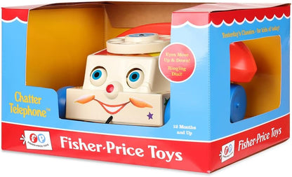 Fisher-Price Classics 1694 Chatter Telephone, Retro Baby Push Along Toy, Role Play for Kids, Toddler Phone, Classic Toy with Retro Style Packaging, Pretend Play Toys for Boys and Girls Aged 12 Months