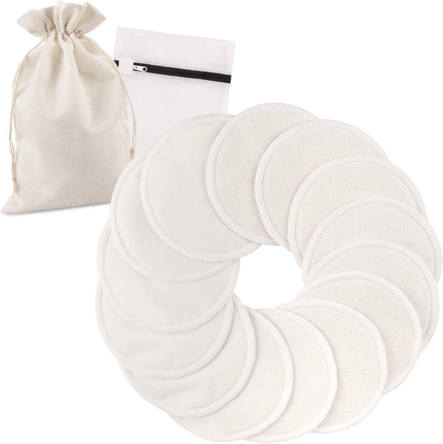 14PCS Washable Nursing Pads, Reusable Breast Pads with Laundry Bag and Storage Bag - Soft, Absorbent, Hypoallergenic, Eco Pads for Breastfeeding