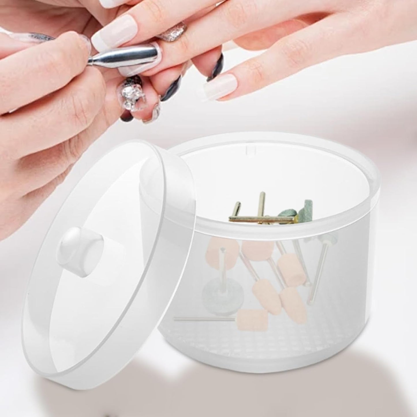Nail Tool Sterilizer, Clippers Cleaning Container, 3,5 x 2,64 in High Temperature Resistant Build, Compact Hygienic Storage, Portable Beauty Tools for Manicure, Pedicure, Home