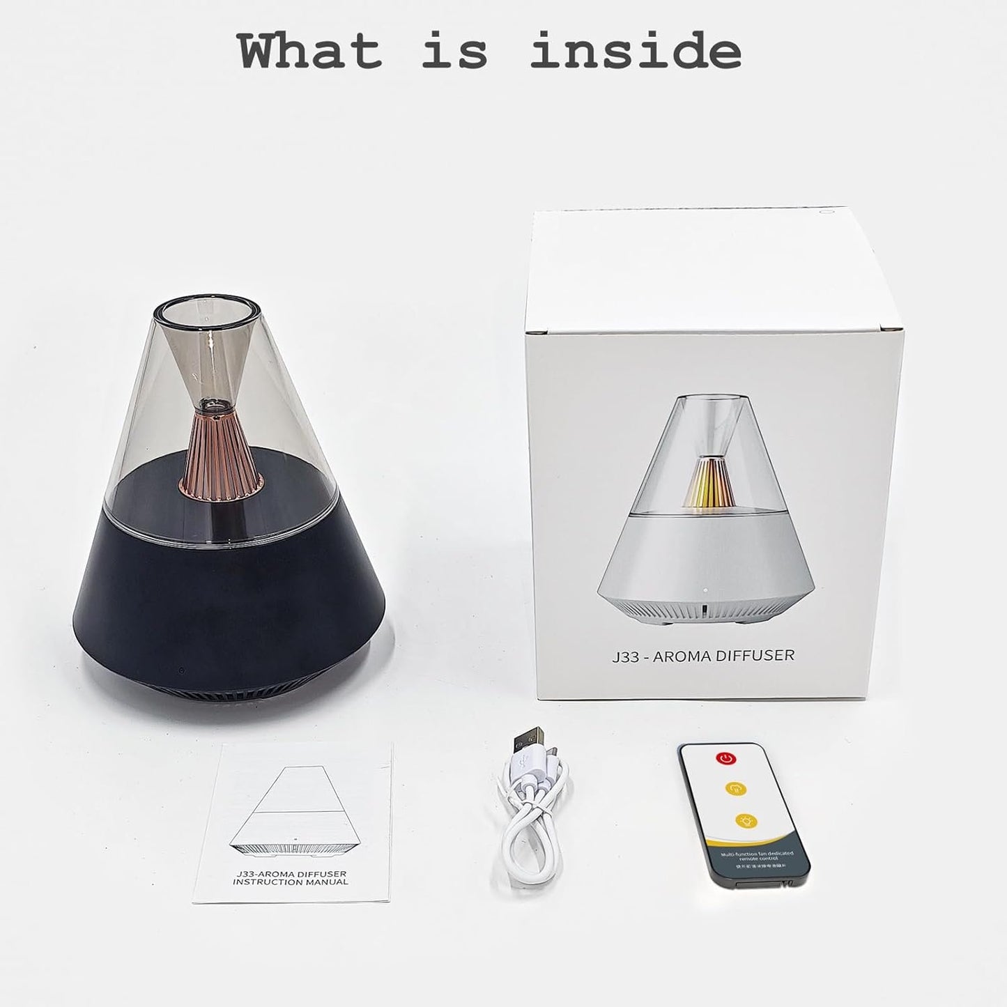 DEALFUN Essential Oils Aroma Diffuser,Portable Humidifier with Cool Mist and Warm Light Effect,Remote Control,150 ml Capacity,for Bedroom, Office, Living Room, Yoga (Black)